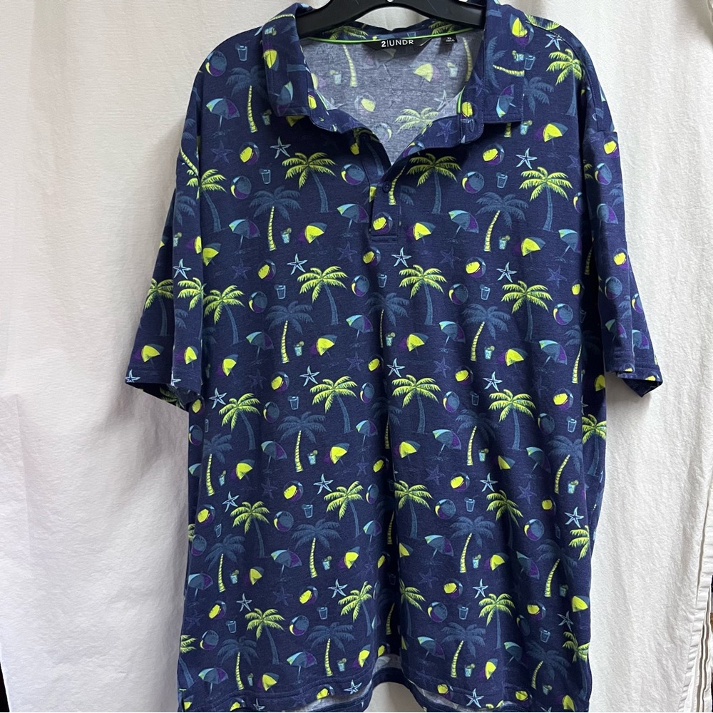 Men’s 2 Undr Polo X-Large Beach Theme Navy
